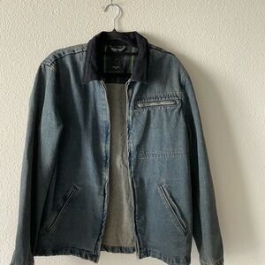 New Look Blue Denim Jacket with Black Collar